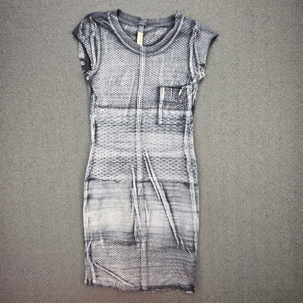 Raquel Allegra Basic Dress Womens Gray Snakeskin Print Raw Hem Distressed 0
